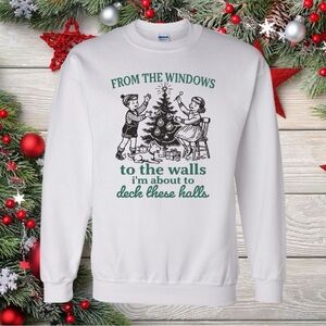 White Festive Graphic Women’s Crewneck Sweatshirt